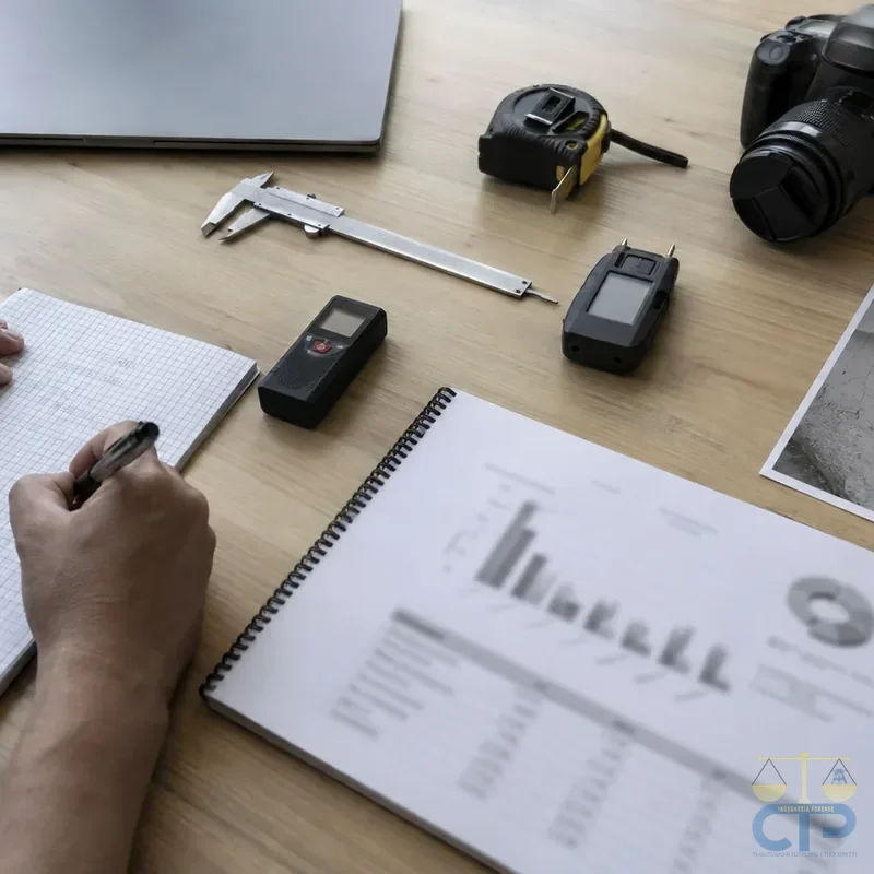 Relazione tecnica con strumenti di misura: calibro, distanziometro laser e fotocamera